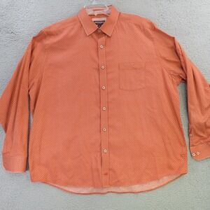 Johnston Murphy Shirt Mens 2XL Orange Polka Dot Long Sleeve Flip Cuff